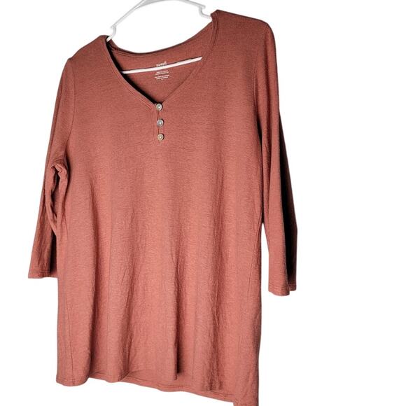 Pure Jill Hemp Cotton Tunic Top Medium Earthy Terracotta Boxy Fit Lightweight - Picture 1 of 9